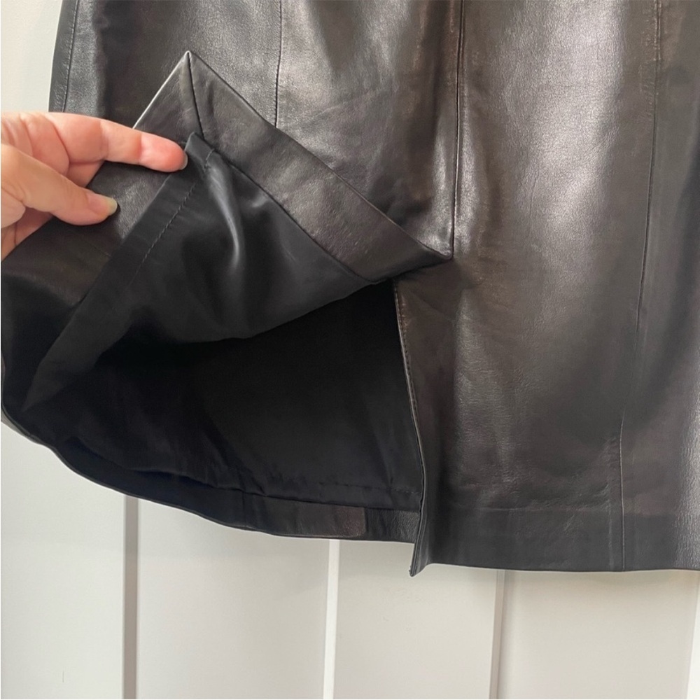 Talbots Black Leather Skirt Size 8 - Picture 4 of 9